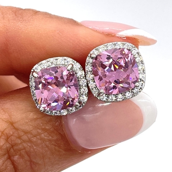 Swarovski Jewelry - Swarovski Crystals Sterling Silver Pink Topaz Stud Earrings